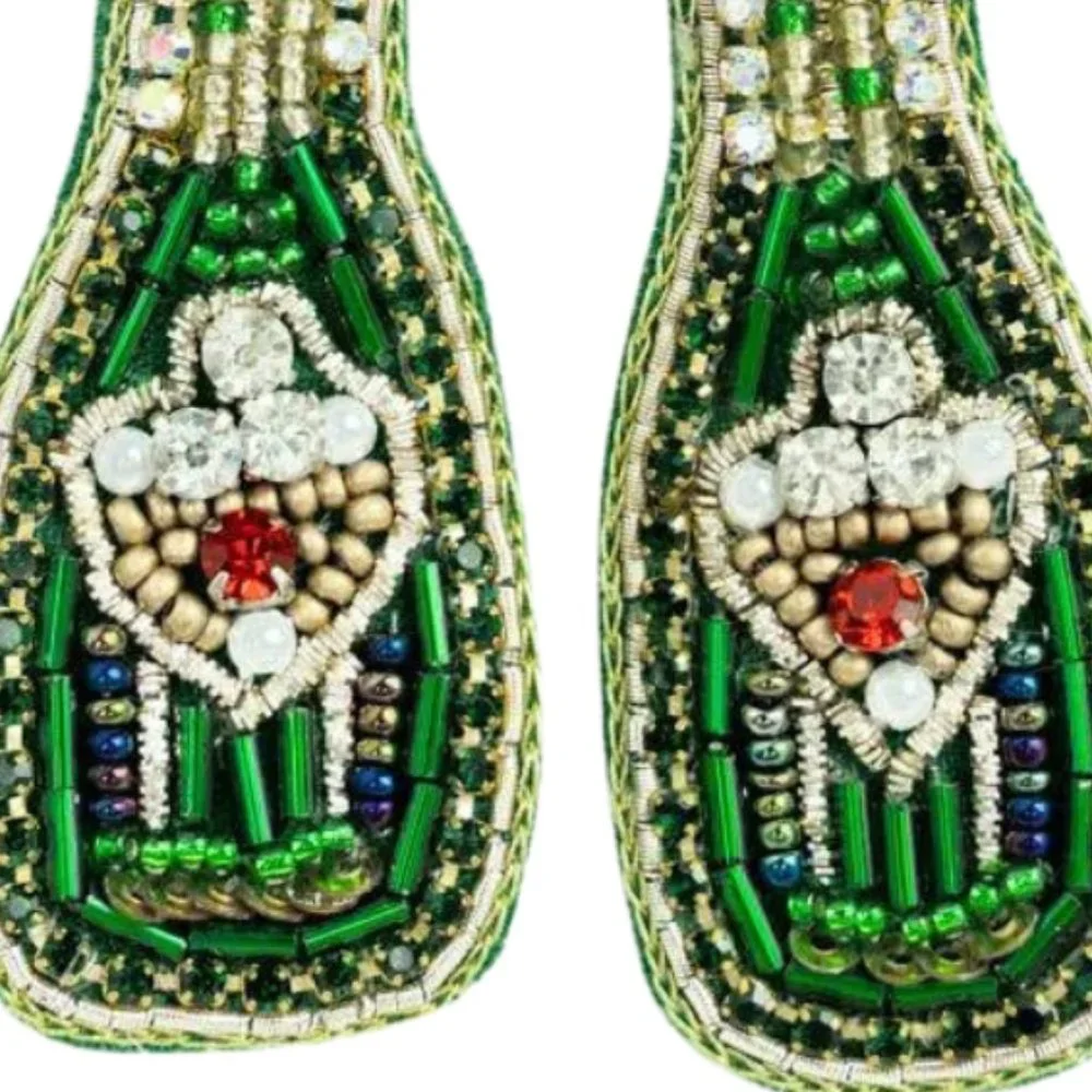 VIOLA Seed Bead Champaign‎ Bottle Earrings NWT